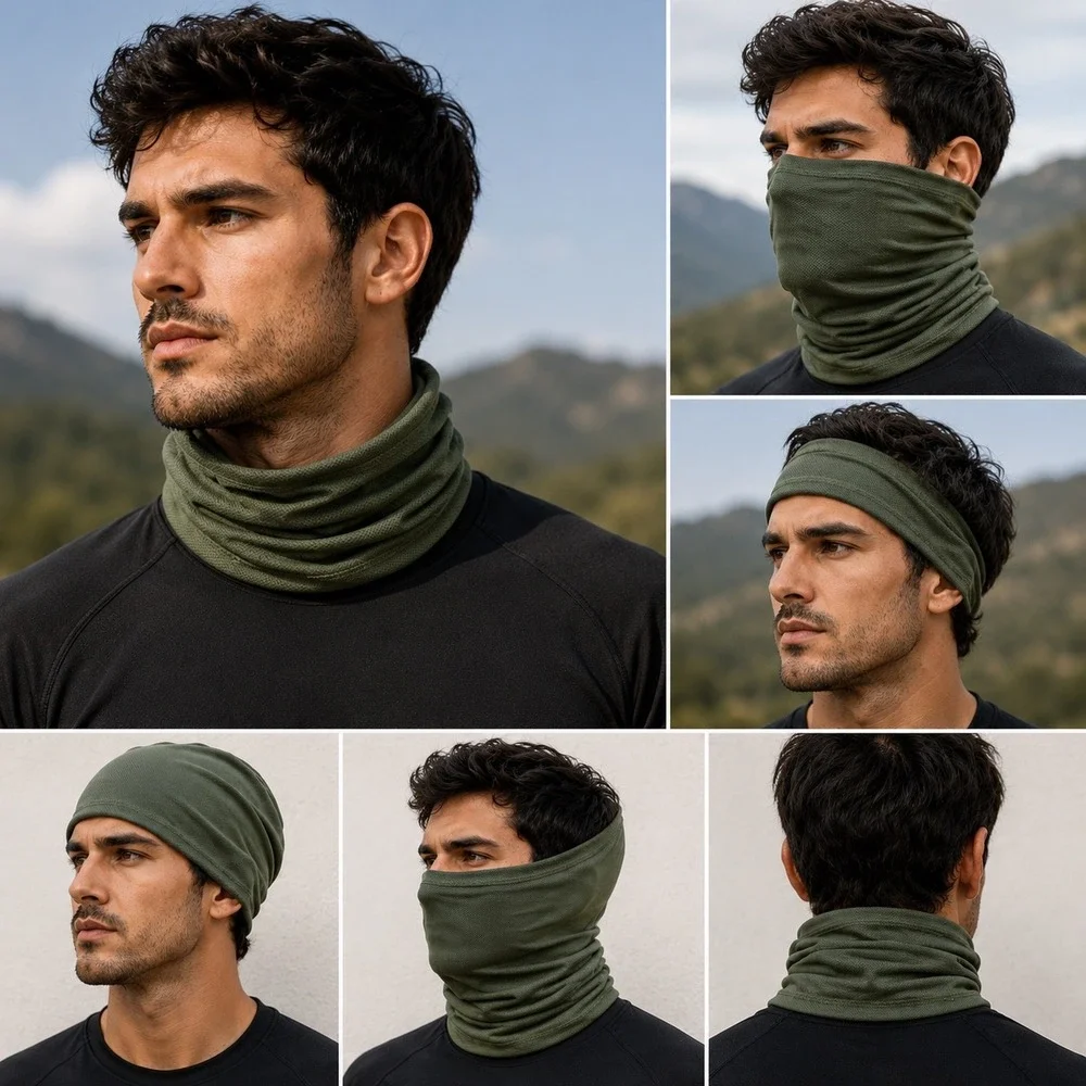 Olive Green Mesh Neck Gaiter Face Mask Tactical Sporty Outdoor One Size
